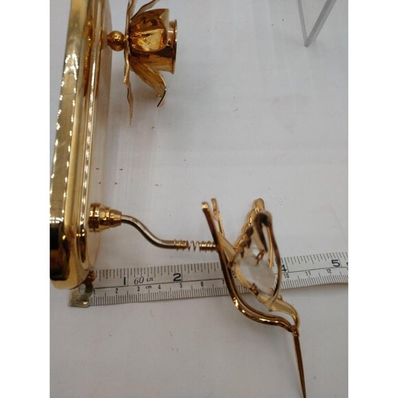 Vintage Austrian Crystal Delight 24K Gold Plated Hummingbird & Flower Candle Hol - Picture 5 of 5